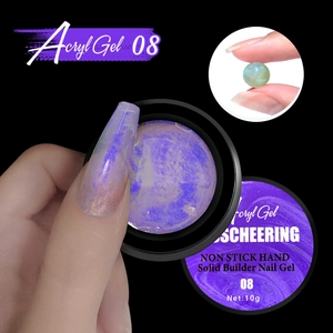 Detail of purple solid builder gel 08 with shimmering aurora effect and non-sticky texture