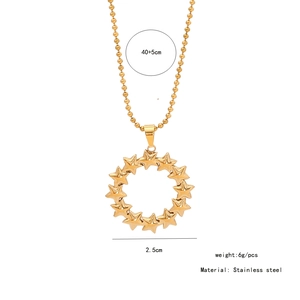 Detailed view of golden stainless steel sun heart pendant necklace with size specifications