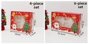 Christmas cupcake boxes for 4 and 6 pieces with Santa Claus and festive holiday patterns