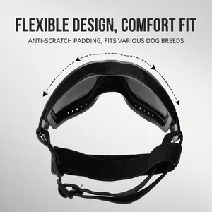 Gafas de sol ajustables para perros con protección UV y montura flexible acolchada suave