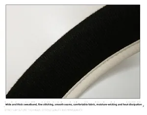 Détail du bandeau noir large avec coutures renforcées sur la visière de soleil