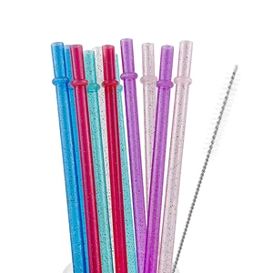Set di 10 cannucce glitterate riutilizzabili multicolore con spazzola per la pulizia