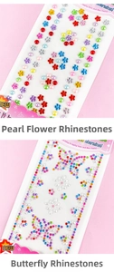 Detail view of pearl plum blossom and butterfly diamond stickers for DIY crafts