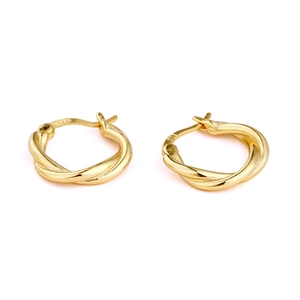 Twisted Hoop Earrings With 925 Sterling Silver Earring Post Retro Copper Geometric Textured Wave Jewelry For Women