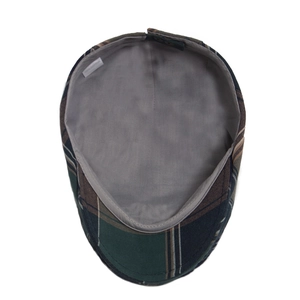 Casquette plate classique pour hommes et femmes avec tissu à carreaux écossais et doublure