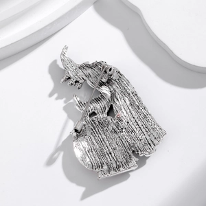 Silver-tone metal Halloween brooch back view with textured finish and secure pin clasp