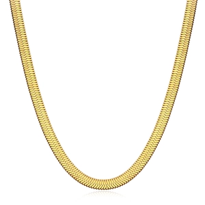 Classic 18K gold plated stainless steel herringbone snake chain necklace for women