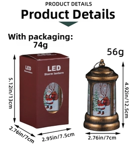 Detail view of the Christmas Santa LED lantern with its decorative packaging box