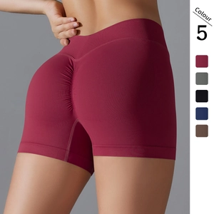 Short de Yoga Sans Couture pour Femmes Taille Haute Scrunch Butt Effet Galbant Sport Course Fitness Serré Respirant en Nylon Élasthanne