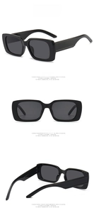Detail view of black square sunglasses with grey lenses showing frame model 5224