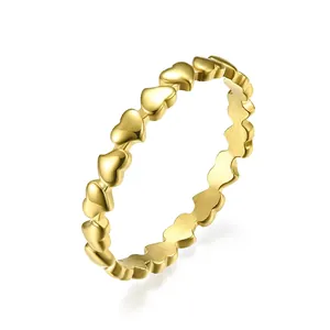Stainless Steel Heart Shaped Ring For Women Polished Simple Romantic Hollow Band Minimalist Jewelry Accessory