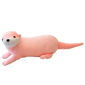 Cute pink otter plush toy shell made of ultra-soft short plush material with round body