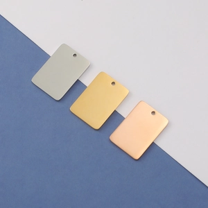 Stainless Steel Rectangular Pendant Blank Tags For DIY Jewelry Making Mirror Polished Small Hole Charm Metal