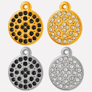 Round Circle Pendant Necklace Charm 304 Stainless Steel Rhinestone Inlaid Geometric Minimalist Trendy Jewelry For Women