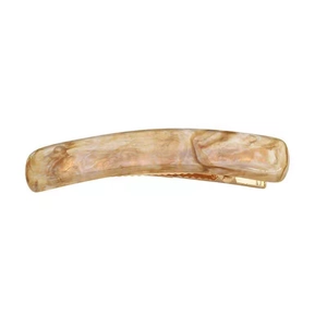 Elegant marble pattern hair clip with beige resin finish and golden metal base