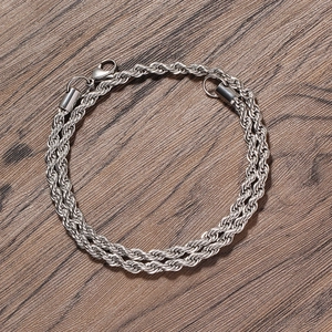 Macro shot of 5mm silver stainless steel rope chain with a sturdy lobster clasp