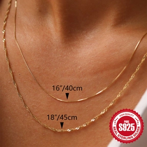 S925 sterling silver gold snake chain necklace for women available in 40cm and 45cm lengths