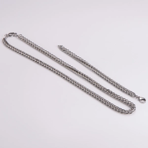 Men's 7mm silver foxtail chain necklace with lobster clasp on a clean white background