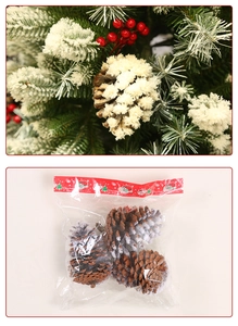 Detail of natural pine cones with artificial snow for Christmas tree decor and packaging