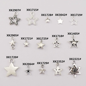 Set of 15 alloy star pendants in antique silver for DIY necklaces and bracelets