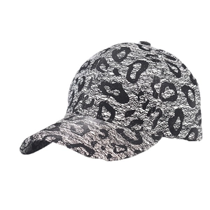 Classic black and white leopard print baseball hat with a curved brim and structured crown