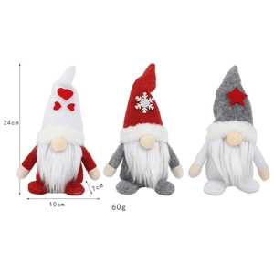 Three-piece Christmas gnome plush doll set in red, gray, and white 24cm festive decor