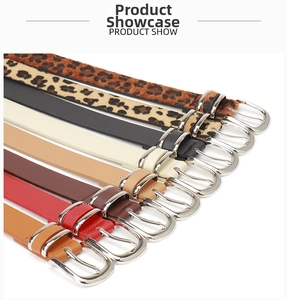Colección de cinturones finos de cuero con estampado de leopardo y colores sólidos con hebillas