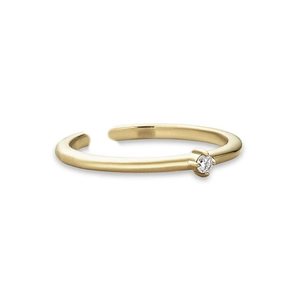 Elegant 925 sterling silver gold open ring featuring a minimalist sparkling micro-set diamond