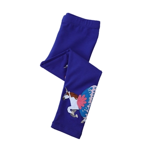 Leggings en coton bleu foncé pour filles avec broderie licorne sur la jambe