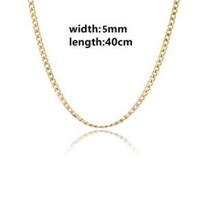 18K gold-plated 5mm cuban curb chain necklace for women 40cm length on white background