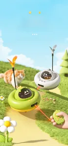 Smart UFO shaped remote control cat toy with interactive feather and laser pointer