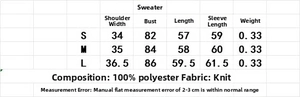 Guide des tailles pour gilet en maille femme montrant les mesures en S, M et L