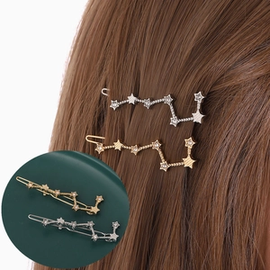 Fashion Big Dipper Constellation Star Rhinestone Hair Clip Alloy Electroplated Gold Silver Bobby Pin Hair Accessories For Women