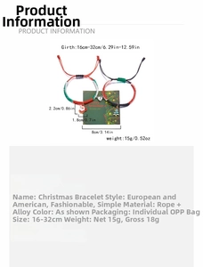 Detailed view of adjustable Christmas braided bracelets with Santa and magnet heart