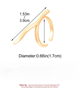 Tabella delle taglie per anello dorato ondulato con dimensioni e peso dettagliati
