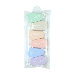 Set of 6 Morandi macaron color mini correction tapes in a clear portable pouch