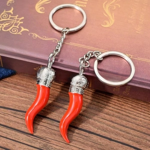 Red chili keychain metal alloy pendant key ring fashion accessories cute bag charm 1pc