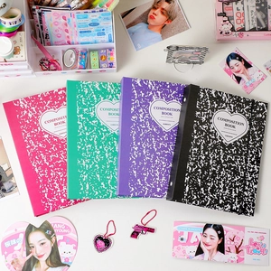A5 Loose Leaf Photo Album Binder Ring Marble Pattern Elastic Band Closure Star Card Collection Book Decorative For Photocards