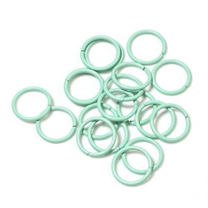 Mint green matte finish metal jump rings for DIY jewelry making and craft projects