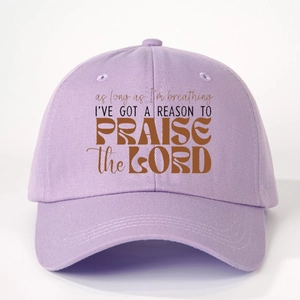 Cappellino da baseball lavanda in cotone con stampa ispiratrice Praise the Lord