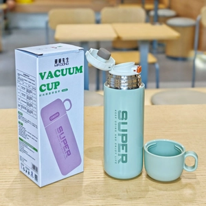 Sleek mint green stainless steel vacuum flask with a detachable bowl-style cap 500ml
