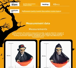 Size chart showing height specifications for electric Halloween skull fruit trays