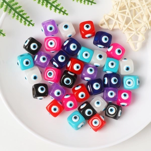 Colorful resin square evil eye beads for handmade jewelry DIY bracelets and necklaces