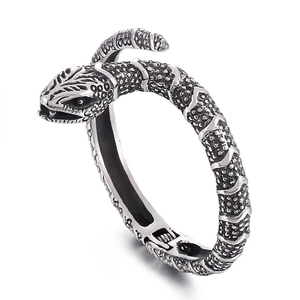Retro Snake Bangle Stainless Steel Punk Gothic Animal Wrap Bracelet Jewelry For Men Women Antique Silver