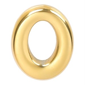 Polished 18k gold plated stainless steel oval pendant for DIY jewelry making and necklaces