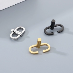 Adjustable stainless steel bag strap buckles in silver, black and gold metal finishes
