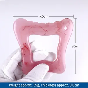 Pink marble texture resin scraping board for facial and body massage tool