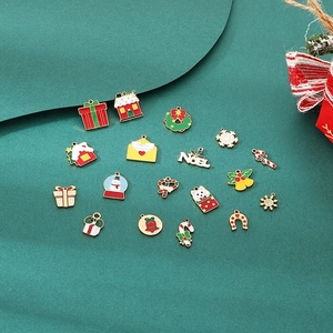 Christmas Enamel Stainless Steel Charms DIY Jewelry Making Snowman Bell Noel Cartoon Festive Accessories