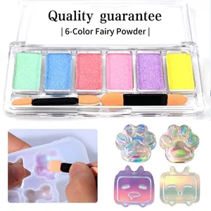 Solid Mirror Powder Resin Pigment Palette Shimmer Iridescent Aurora Effect Sponge Applicators For DIY Jewelry Making Crafts