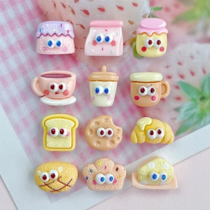 Miniature resin food charms with cartoon eyes for DIY jewelry and nail art crafts